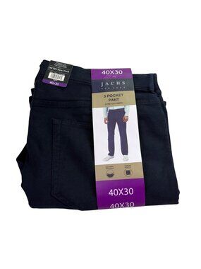 Jachs New York Mens Navy 5-Pocket Straight Fit Pants Stretch Fabric Size XL